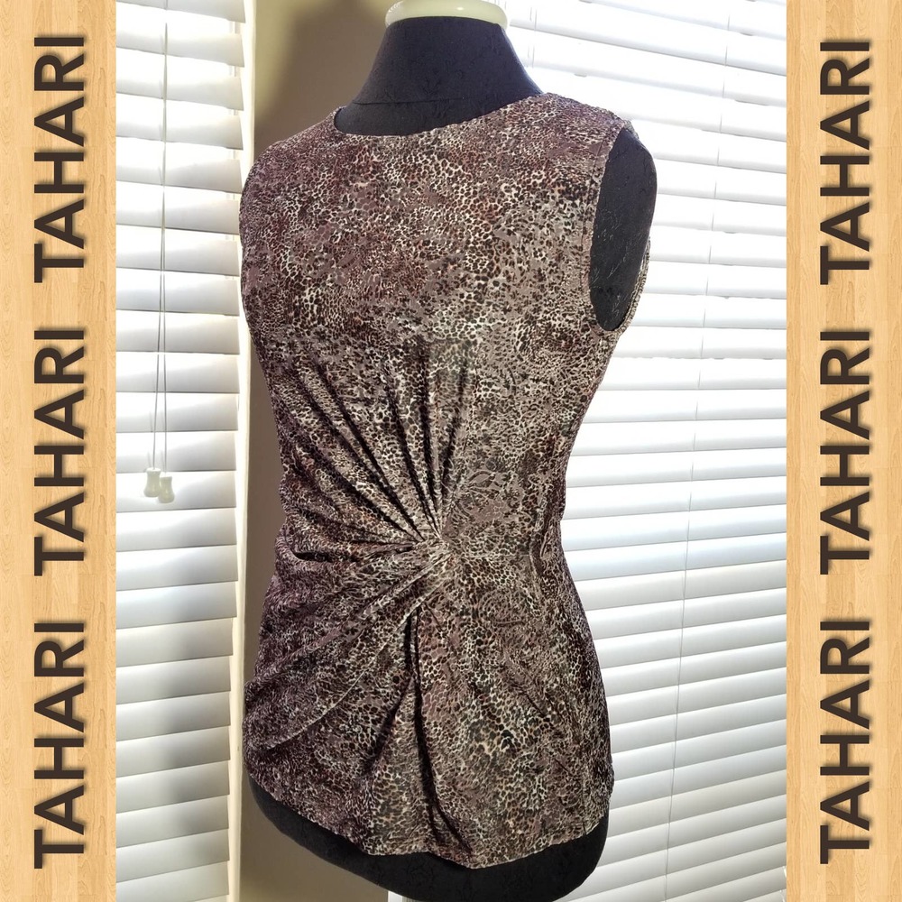 TAHARI NWT Women's Shirt Sleeveless Tops Blouse Animal Print Size Small - Picture 6 of 8